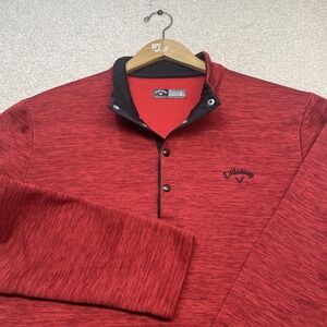Callaway Snap Button Long Sleeve Pullover‎ Heather Red Men's Size L